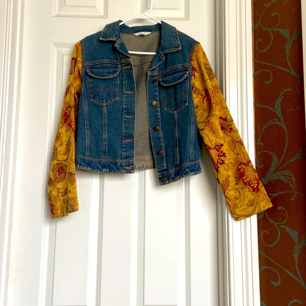 CAbi Blue Jean Jacket, Embroidered long sleeve.
